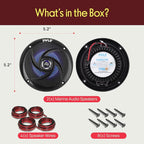 Pyle Waterproof Rated Marine Speakers - 4'' 2 Way Off-Road Vehicles & Weather Resistant Outdoor Audio Stereo Sound System w/ LED Lights, 100W Power, & Low Profile Slim Style, Pair, Black