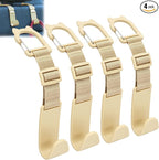 Car Headrest Hooks 4 Pack Adjustable Universal Fit Auto Seat Back Organizer Storage Hanger Purse Bags Holder with Clip Beige