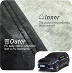 Half Car Cover Waterproof All Weather, Sunproof Windshield Cover for Ice and Snow Top with Reflective Straps, Front Rear Window Hail Protector for SUV (YL)