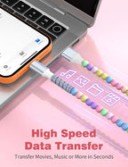 USB A to USB C Cable 2Pack 3FT,Beaded Phone Charger Cord for iPhone 17 16 Pro Max 17e 15 Car play,Type C Cute Car Charger Charging Cord for iPad 10 11th A16/Samsung S26 S25 S24 S23/Android Girls Women
