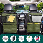 Army Green Seat Back Organizer Vehicle Seat Back Organizer Kick Mat, Seat Protectors for Back of Front Seats, 2 Pack