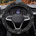 Automotive Steering Wheel Covers for Driver Universal 14 to 15 in | Bat Spider Web Print Steering Wheel Protector with Cloth for Women, Keep Warm Comfort Grip, Sweat Absorption Neoprene