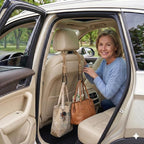 360° Rotating Car Seat Headrest Hooks, Universal Car Organizer Hooks for Bags and Groceries, Brown 2pc