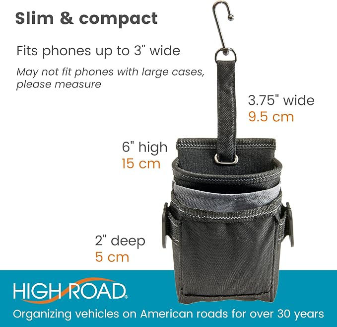 DriverPockets Car Pouch - Air Vent Pocket and Vent Cell Phone Holder for Car - Front Seat Organizer with 3 Pockets, Hanging Hooks and Charging Port