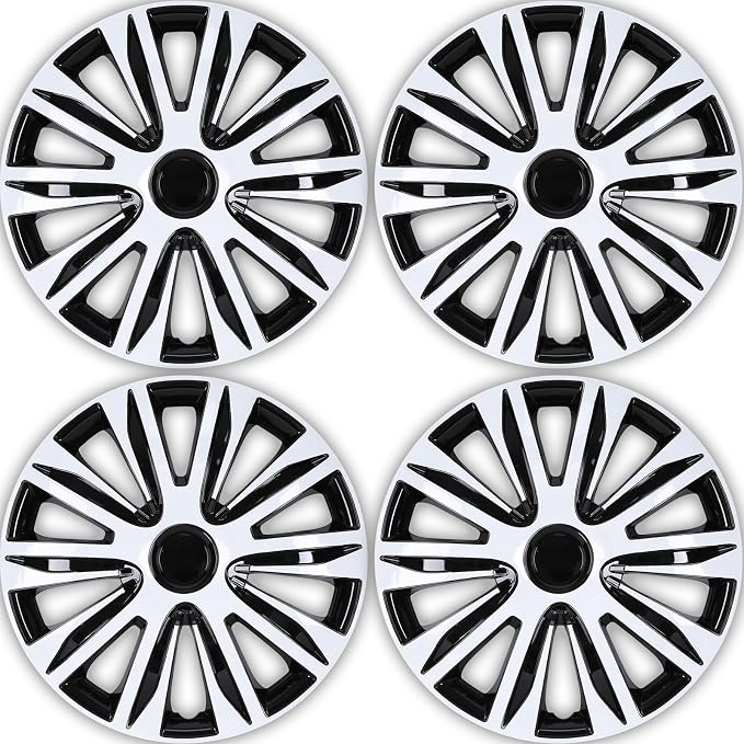4-Pack 16 Inches Wheel Rim Cover Hubcaps,Redesign Fashion Style Replacement Hubcaps,Car Truck SUV Hub Accessories, Black&White&Lacquer