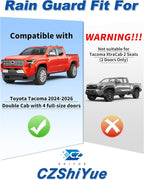 In-Channel Window Rain Guards Fit for Toyota Tacoma Double Cab 2024 2025 2026 with 4 Full-Size Doors Rain Guard Extra Durable Window Deflectors Truck Window Vent Visors Shades Car Accessories