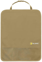 Luxury Clean-Edge Kick Mat w/Mesh Pocket - Seat Back Protector and Seat Cover with Invisible Strap and Stiff Edging - Light Tan/Light Beige (1 Mat)
