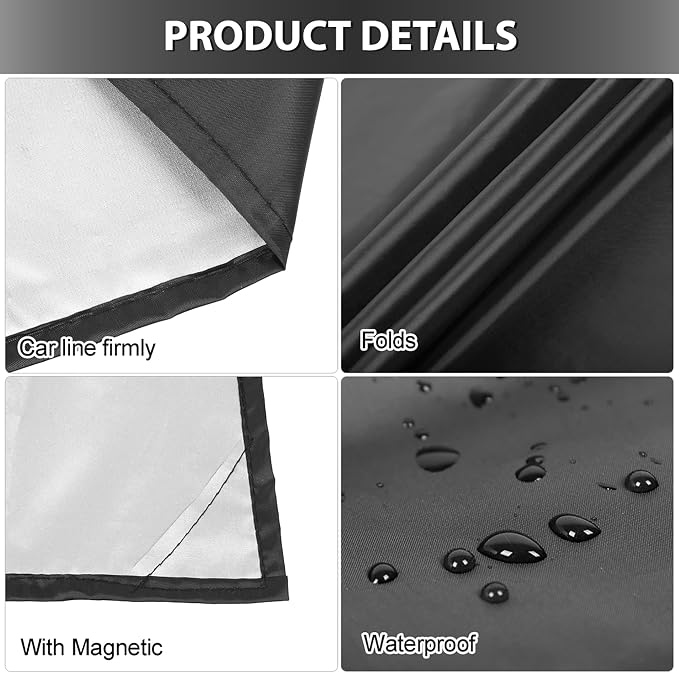 210T Magnetic Car Windshield Cover Sun Shade Snow Frost Ice Guard Waterproof Windshield Protector for SUV 94 x 57.4 Inches