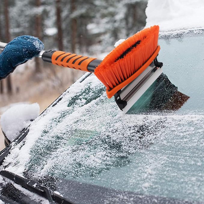 Snow Removal Brush and Ice Scrapers for Car Windshield, 3 in 1 Heavy Duty 42'' Extendable Broom for SUV and Truck Window, Automotive Winter Accessories