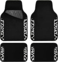 Bling Cow Car Mats Rhinestones Diamond Waterproof Floor Mat Crystal Sparkly Shining Glitter Carpet Anti-Slip PVC Heel Pad, Universal Fit Automotive SUV,Sedan,4pcs Girly Women, Cow Diamond