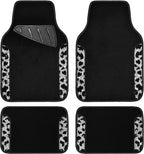 Bling Cow Car Mats Rhinestones Diamond Waterproof Floor Mat Crystal Sparkly Shining Glitter Carpet Anti-Slip PVC Heel Pad, Universal Fit Automotive SUV,Sedan,4pcs Girly Women, Cow Diamond