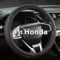 Customized Auto Car Steering Wheel Cover for Honda Accord Civic CR-V HR-V Pilot Fit Passport Odyssey 14.5-15inch(Black+Red Line-Standard Size)