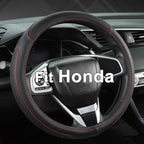 Customized Auto Car Steering Wheel Cover for Honda Civic, CR-Z, Insight, S2000, 14-14.25inch(Black+Red-Small Size)
