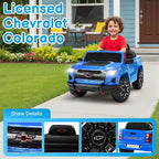 Licensed Chevrolet Colorado Electric Car for Kids, 12V Ride on Toys for Toddlers with Remote Control, Battery Powered Electric Car Ride On Vehicle w/Bluetooth, Soft Start, LED Lights - Blue