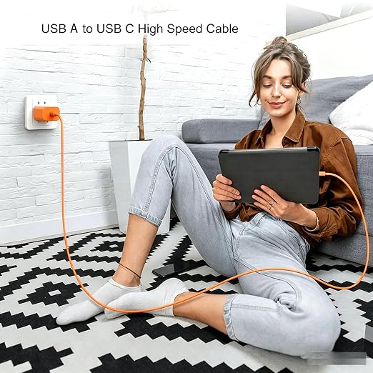 Orange iPhone 17/17E Car Carplay Cable for iPhone 17/16/15, 15/16/17 Pro Max 15 16 Plus Charging Cable, USB A to USB C Cord for iPad 10th Gen iPad Pro, Air 5th 4th Mini 6th Replacement Cord(3.3 FT)