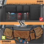 Car Trunk Organizer and Storage, Detachable Seat Back Hanging Organizers Storage with Zippers, Large Capacity Car Accessories Interior for Jeeps, SUVs, Vans (Black)