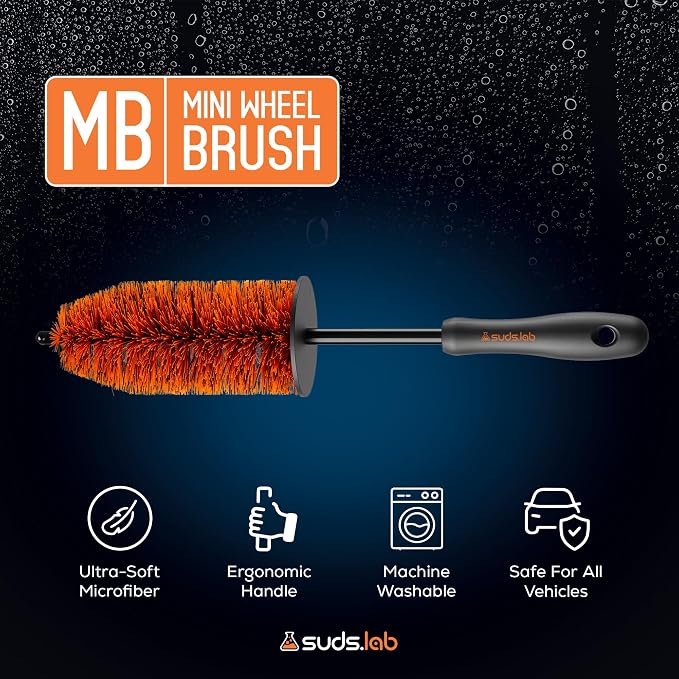 Mini Wheel Cleaning Brush – Durable Multipurpose Rim Brush for Cars, Trucks, Motorcycles, Bicycles, Boats, Rims, Exhaust Tips, – Mini Design, Dense Bristles, All Surface Cleaner