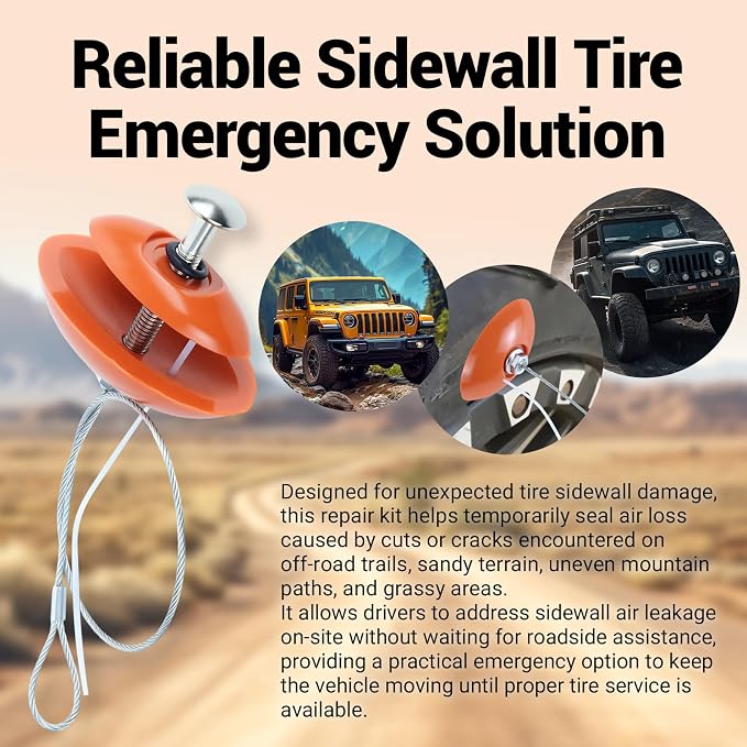 Sidewall Tire Repair Kit, Tire Puncture Repair Kit Portable Sidewall Emergency Repairs Tool Compatible with ATV UTV SXS Lawnmower Tractor RZR Talon KRX