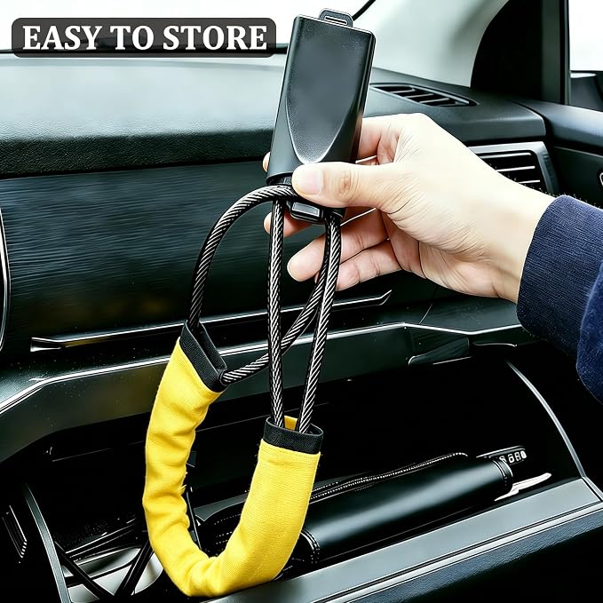 Car Steering Wheel Lock, Reliable Club Steering Wheel Lock Anti-Theft Device with 3 Keys, Max 17 Inch Length, Fits Most Vehicles, Trucks, SUVs, Vans, Golf Car Security Device - Yellow