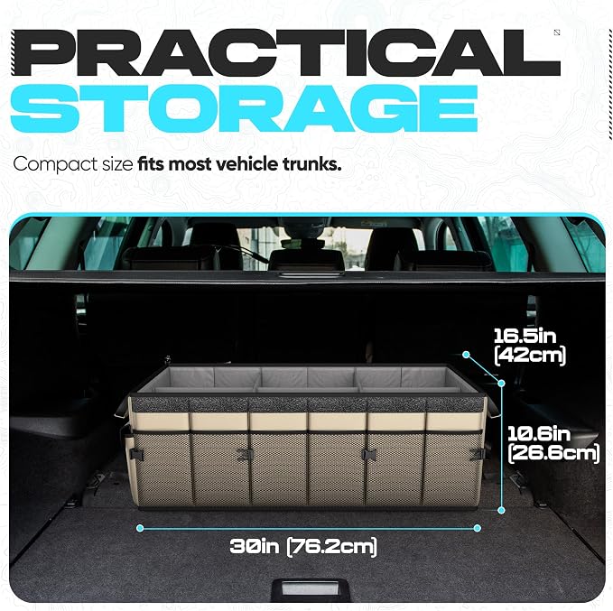 Trunk Organizer with Cooler For SUV Car Trunk, Foldable Storage, Car Accessories for Women Men, Collapsible Bag, 600D Oxford, Non Slip Bottom, Straps, Soft Cover (105L)