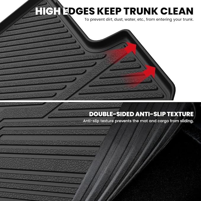 Cargo Mat for Hyundai Santa Fe Sport 2018 2017 2016 2015 2014 2013, All Weather TPE Custom Fit Car Trunk Mats Cargo Liners Accessories for Santa Fe Sport 2013-2018, Black