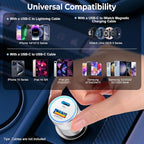 Car Charger USB C 6-Pack, 38W Dual Port Cigarette Lighter with PD3.0 + QC3.0 Type C Car Charger Adapter iPhone 16/15 Pro Max/Samsung Galaxy S24/S23/S22Plus/Ultra/,iPad Pro(White)