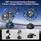 PIEPIE All-Metal Alloy Long Arm Magnetic Suction Cup Car Phone Mount(Black) | Strong Powerful Magnetic Heavy-Duty Windshield Dash 360° Mechanical Rotation Cell Mobile Phone Vehicle Bracket for All Cars