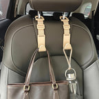 Car Headrest Hooks 4 Pack Adjustable Universal Fit Auto Seat Back Organizer Storage Hanger Purse Bags Holder with Clip Beige