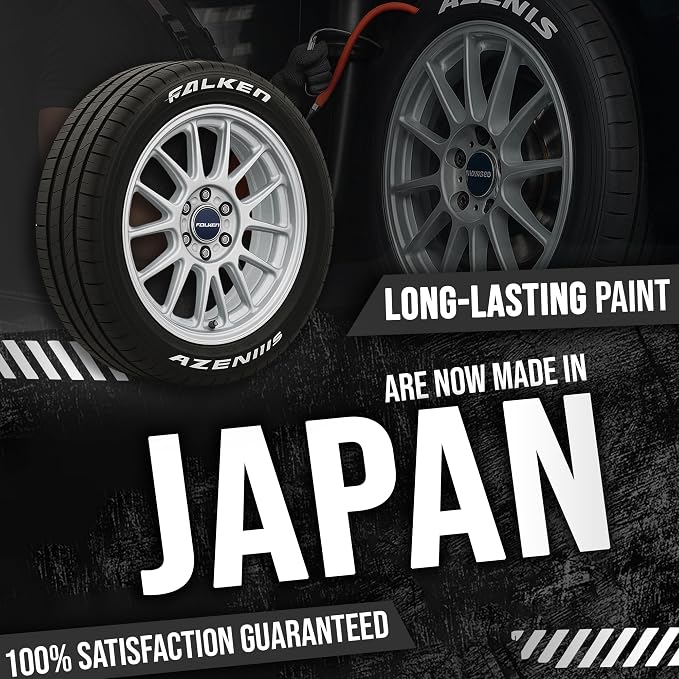 Color Tire Paint Pen - Waterproof Permanent Paint pens for Car Wheels Lettering | Car Wash Safe and Durable | Made in Japan (White, 1 Count (Pack of 2))