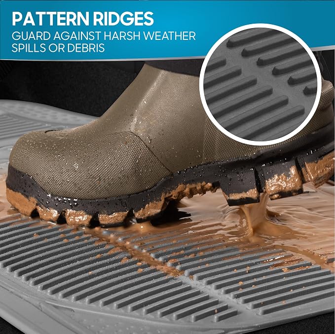 ProLiner Car Floor Mats for Cars Trucks SUV, 3-Piece All-Weather Heavy Duty Rubber Liners with Universal Trimmable Fit, Durable Waterproof Vehicle Auto Floor Mats with Capture Ridges Gray