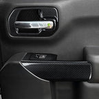 4PCS Car ABS Carbon Fiber Inner Door Handrail Handle Cover Interior Trim Decal for 2019-2025 Chevy Silverado | for 2019-2021 GMC Sierra 1500 2500 3500 HD Accessories （Double Cab, Style B）