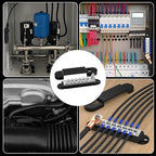 Marine Bus Bar 12V 150A Power Distribution Block 1/4" Stud & 12 x #8 Terminal Screws 12 Volt DC Ground Battery Bus Bar for Boat Automotive Solar