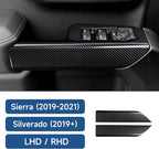 2PCS Car ABS Carbon Fiber Front Inner Door Handrail Handle Sticker Cover Interior Trim Decal for 2019-2025 Chevy Silverado | for GMC Sierra 1500 2500 3500 HD 2019-2021 Accessories