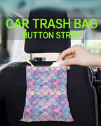 Car Trash Can, Durable Hanging Car Trash Garbage Bag, Cute Automotive Garbage Cans Organizer, Colorful Mermaid Fish Scales