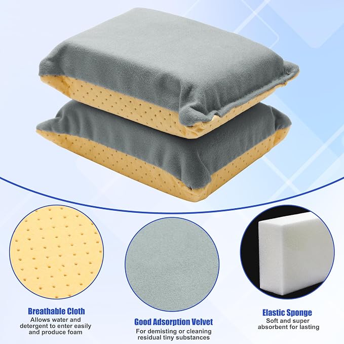 2P Window Defogger Sponge, Windshield Glass Defogger | Absorbent Car Window Cleaner for Auto Cleaning (Yellow+Grey)