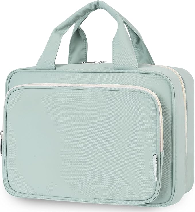 Travel Toiletry Bag for Women Large Hanging Makeup Bag Organizer Toiletries Bag for Full Size Essentials Accessories Cosmetics (Mint Green (Large))