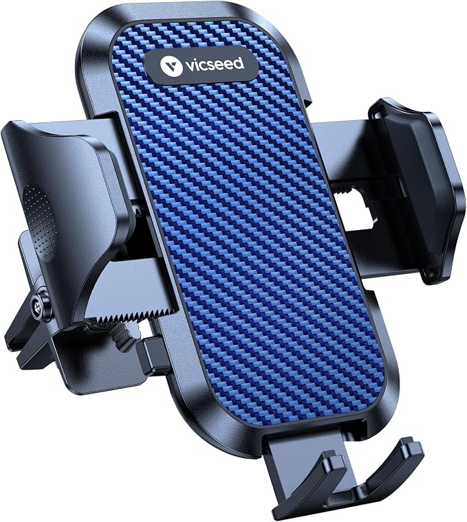 Phone Mount for Car with Double Lock Clip, Air Vent Cell Phone Car Mount, Universal Car Phone Holder, 360° Rotation Easy Clamp Phone Stand for iPhone 17 Pro Max Android Samsung, Blue
