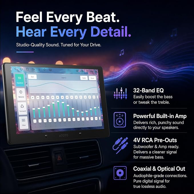 S8 Gen4 9" QLED Android Double DIN Car Stereo, Wireless CarPlay & Android Auto, 4G LTE, 4GB+64GB, DriveChat AI, Hi‑Fi DSP/4V RCA, Optical SPDIF, HDMI in/Out, F/R Dash Cam Inputs, S84G209P