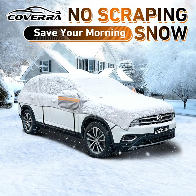 Half Car Cover for SUV, Sunroof Cover for Snow with Cotton, Hail Protector Car Cover Waterproof All Weather for Snow, Sun, Rain, Dust, UV Protection Fit SUV M