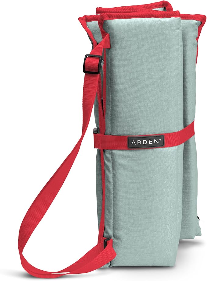 Heated Stadium Seat, Foldable, Lightweight with Carrying Strap, Foam Cushion for Comfort, Adjustable, Back Support, Multi-Functional Use As Stadium Seat or Seat Pad, Gray/Red