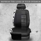 Cow Print Car Accessories Sets Faux Leather Car Seat Covers & Cow Car Mats & Cow Steering Wheel Cover Seat Belt Pads Universal fit for SUV,Van,Saden,Truck Cute Automobile Interior Sets Women