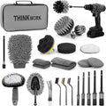 Car Detailing Kit, Car Detailing Brush Set, Car Cleaning Drill Brush Kit with Extension Pole, Professional Auto Detailing Supplies for Automobile Interior Exterior Wheels