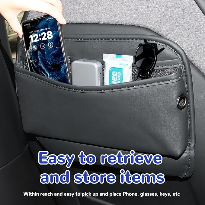Car Seat Side Pocket Organizer Car Pocket Pouch for Seat, Door, Console, Car Seat Gap Filler Organizer Multifunctional Car Organizer Accessories for Phone Sunglasses Keys Cards (Large)