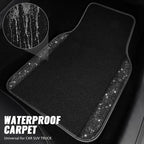 Bling Diamond Car Floor Mats, Sparkling Crystal Shining Glitter Rhinestone Carpet, Anti-Slip PVC Heel Pad Waterproof Universal for Automotive SUV,Sedan,Van,4pcs Girl Women Men Black Diamond