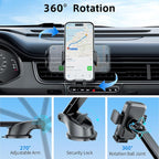 Car Phone Holder Wireless Charger, Qi 15W Wireless Car Charger Fast Charging Auto Clamping Car Charger Mount Suction Holder Dashboard Air Vent for iPhone 16/15/14/13/12/11, Samsung S25/24