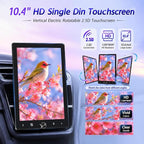 10.4" Rotatable Single Din Car Stereo Touchscreen Radio Wireless CarPlay Android Auto, Bluetooth 5.2 WiFi6 HD 1280 * 800 IPS Display with Backup Camera