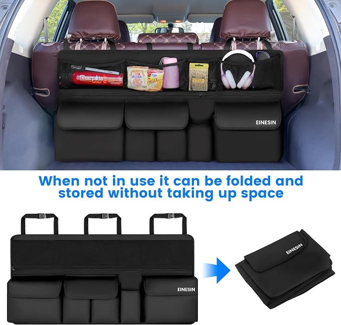Car Organizer, Car Organizers and Storage with 9 Pockets, SUV Trunk Organizer for SUV/MPV/Truck, Car Essentials (41 * 20in)