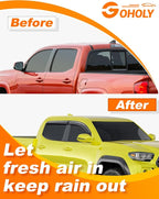 Window Rain Guards for Toyota Tacoma Double Cab 2016-2023, Extra-Thick Rain Guard Tape-on Side Truck Window Visors Full-Size Vent Visor Window Deflectors Vent Shades Car Accessories