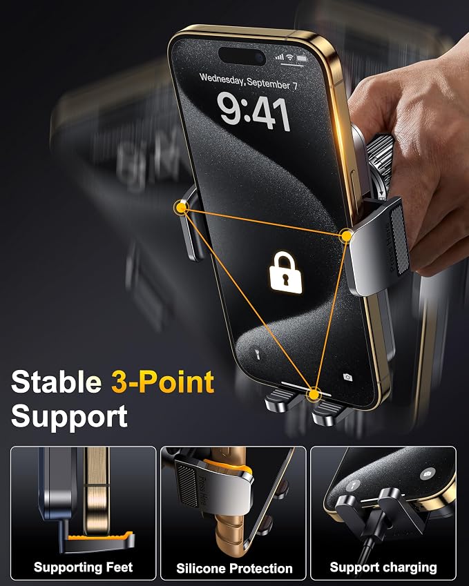 Car Phone Holder Car Universal Mobile Phone Holder 360° Rotatable Car Mobile Phone Holder Dashboard Windshield Air Vent Phone Holder Car for iPhone Android Smartphone