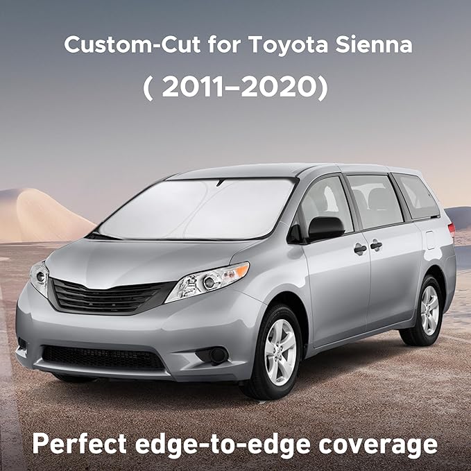 Windshield Sunshade Compatible for Toyota Sienna 2011-2018 2019 2020, L, LE, SE, XLE, Limited Premium,Sun Visor for Front Window Sun Shade Cover, UV Heat Blocker & Protector, Car Accessories